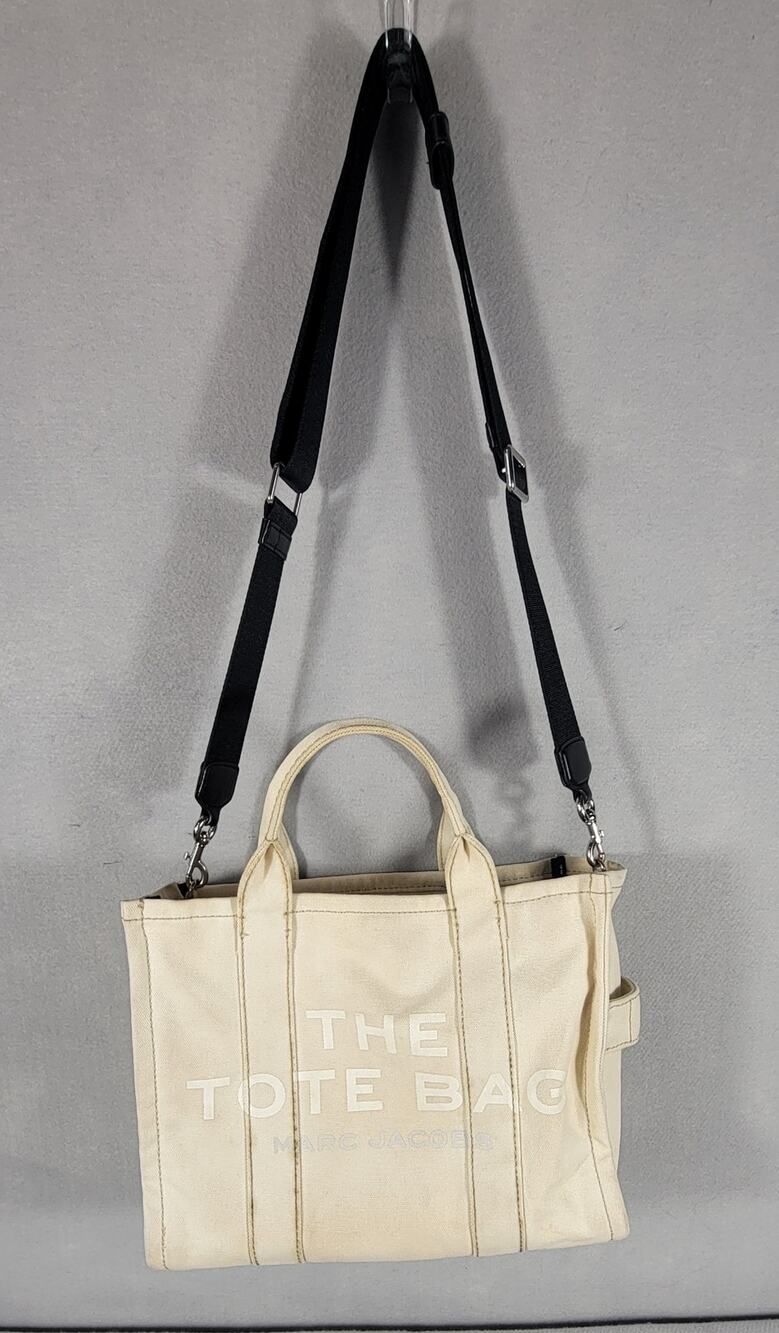 Marc Jacobs The Tote Bag Medium Canvas Crossbody Shoulder Bag Cream 12.5x10x5